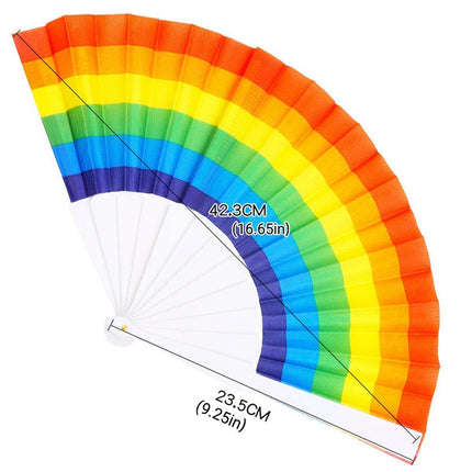 6pcs Rainbow Folding Hand Fans in Six Colors Party Decor Travel Pocket Fans