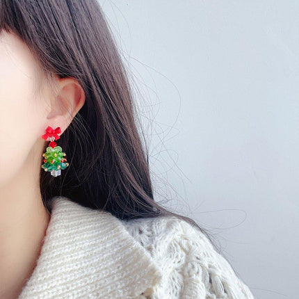 Cute Christmas Tree Stud Earrings for Girls Holiday Jewelry Festive Fashion Gift