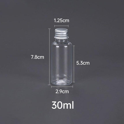50/100pcs Clear Plastic Bottles with Aluminum Caps Liquid Dispenser Containers