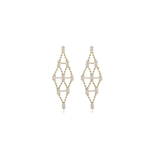 Luxury Diamond-shaped Geometric Hollow Stud Earrings Women Fashion Jewelry