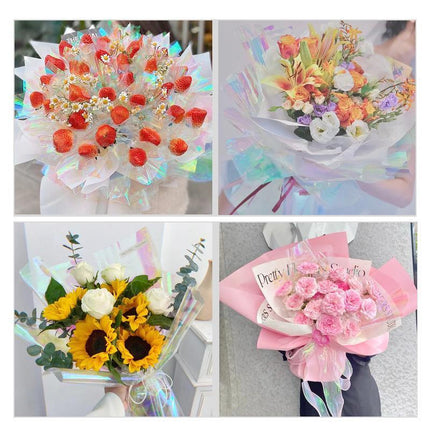 Iridescent Flower Bouquet Wrapping Paper 80CM*15M Cellophane Rainbow Film - Aimall