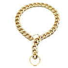 Dog Chain Collar Heavy Duty Choker Double Pet Slip Check Twist Link Chrome Chain Gold - Aimall