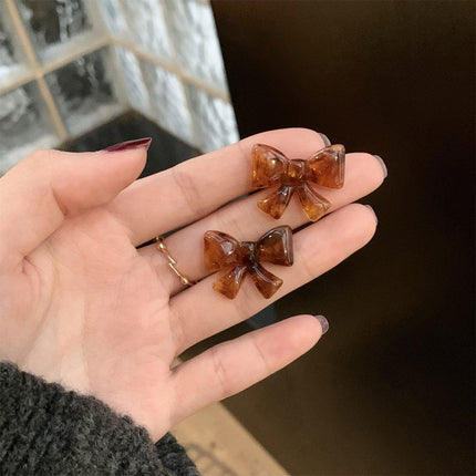 Brown Bow Earrings Artistic Jewelry for Girls Cute Trendy Fashion Accessory