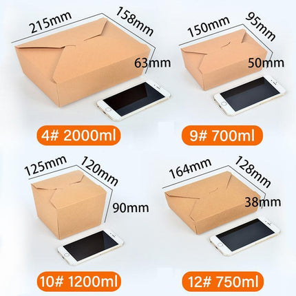 Kraft Brown Noodle Food Lunch Box Flat Deli Takeaway Disposable Container 200PCS - Aimall