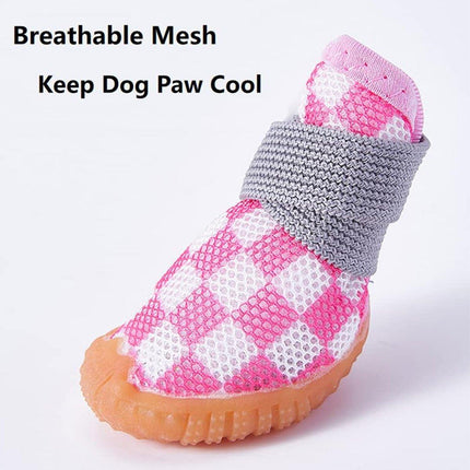 4pcs Breathable Mesh Dog Shoes Small Pets Puppy Paw Protection Summer Boots