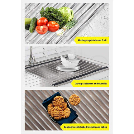 Multifunctional Stainless Steel Draining Rack Folding Sink Organizer for Kitchen