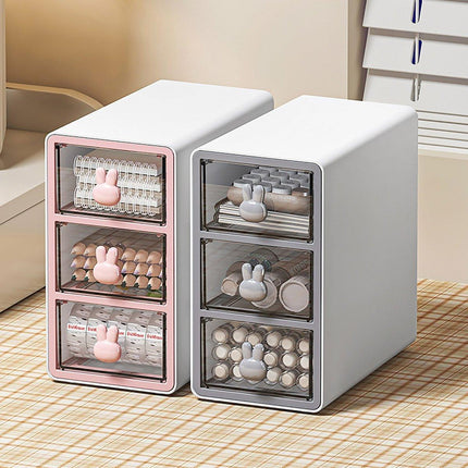 Transparent Rabbit Organizer Multi Compartment Desktop Storage Box Drawer Holder