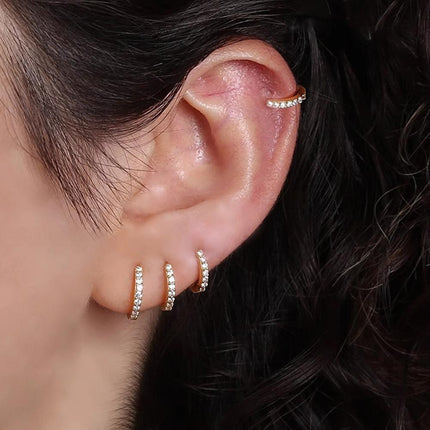 7sizes Hoop Earring Silver Zirconia Ear Huggie Hoop Cartilage Piercing Jewellery - Aimall