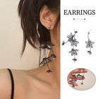 Retro Ink Painting Resin Tassel Earrings Women Floral Design Vintage Jewelry