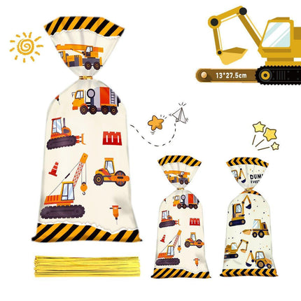 150pcs Construction Truck Candy Bags Excavator Snack Cookie Gift Packagin