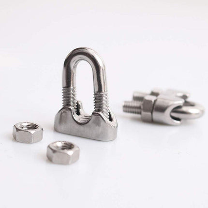 16X 304Steel Wire Rope Grips Clamps U Bolts Fitting Cable Cord Tie M6 6mm Sliver