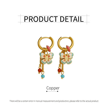 New Chinese Style Butterfly Earrings Fringe Colourful Simple Design Jewelry