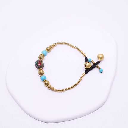 Ethnic Style Handmade Bracelet Color Stone Sky Bead Fashion Round Bead Bracelet