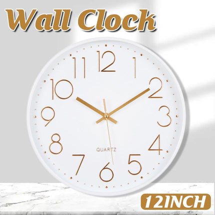 12Inch Silent Wall Clock Decorative Simple Plastic Clock for Living Room Home
