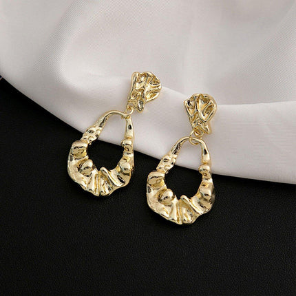Vintage Ruffled Earrings for Women Retro Irregular Design Fashion Jewelry Gift