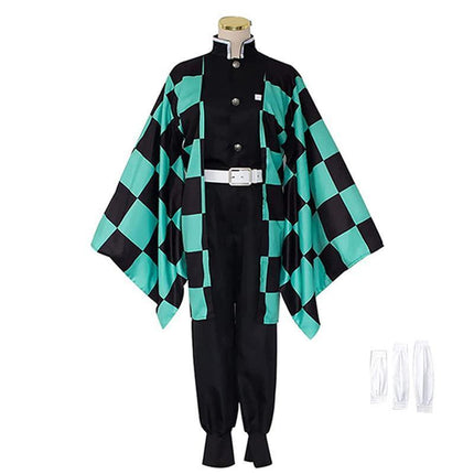 Demon Slayer Kimetsu No Yaiba Kamado Tanjiro Cosplay Costume Kimono Dress Wig AU - Aimall