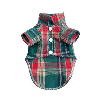 Soft Puppy Plaid Shirt Dog Clothes Jumpsuit Cat Pet Check Coat Summer T-shirt