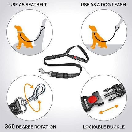 Elastic Headset Car Dog Seat Belt Safety Vehicle Lead Leash Harness Clip Adjust - Aimall