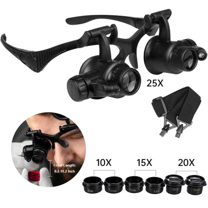 HD Plastic Magnifying Lens Double Glasses With Light For Jewelry Clock Repair