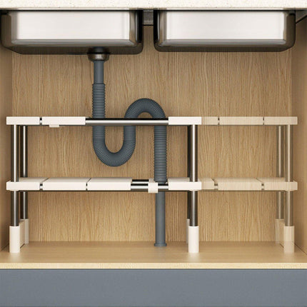 Expandable Kitchen Shelf Cabinet Organizer Tiered Storage Rack for Home Use