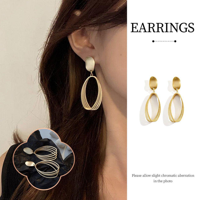Retro Geometric Hollow Earrings Elegant Simple Design for Women Fashion Jewelry