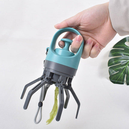 Portable Pet Waste Pick-up Shovel Six-claw Excrement Clip with Bag Dispenser