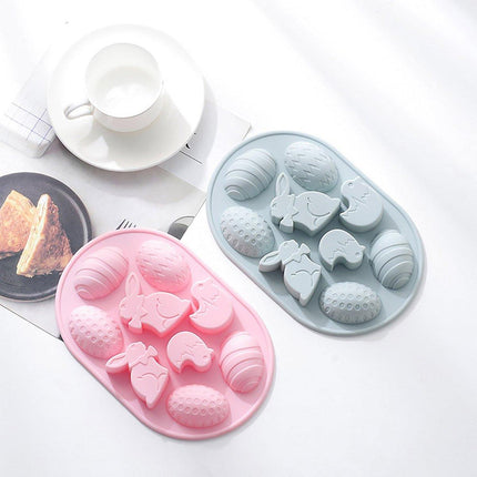 2PCS Easter Rabbit Egg Silicone Molds DIY Baking Mold for Cake Chocolate Decor