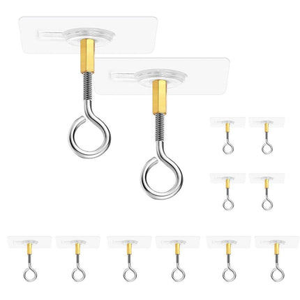 12 PCS Heavy Duty Self Adhesive Hooks Stainless Steel Ceiling Hooks for Home