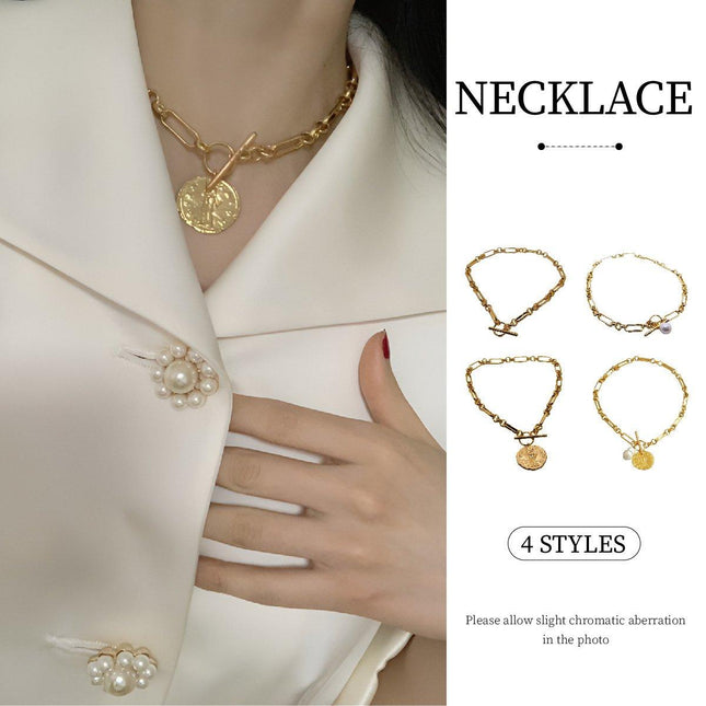 Chain Vintage OT Clasp Necklace Elegant Jewelry for Women Fashion Necklace