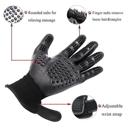 1Pair Horse Pet Dog Grooming Gloves Brush Hair Remover Shedding Massage Cleaner - Aimall