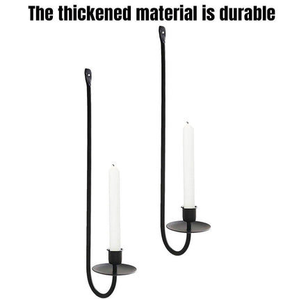 2PCS Black Metal Wall Mounted Iron Candlestick Holder L Shape Modern Home Decor