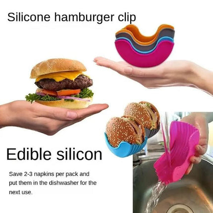 4PCS Hamburger Silicone Holder Sandwich Storage Rack Reusable Burger Fixed Box