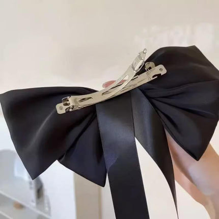 Satin Big Bow Barrette Hairpin Steel Clip Ribbon Hair Accessories Women Party - Aimall