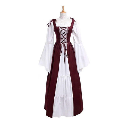 Halloween Costume Amazon Explosions European And American Square Collar Bundle Waist Medieval Renaissance Retro Dress
