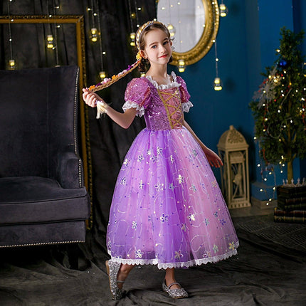 Long Hair Princess Dress Snow White Purple Dress AU - Aimall