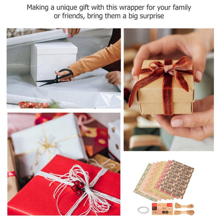 Vintage Kraft Wrapping Paper Happy Birthday Gift Box Wrapping Paper for Presents