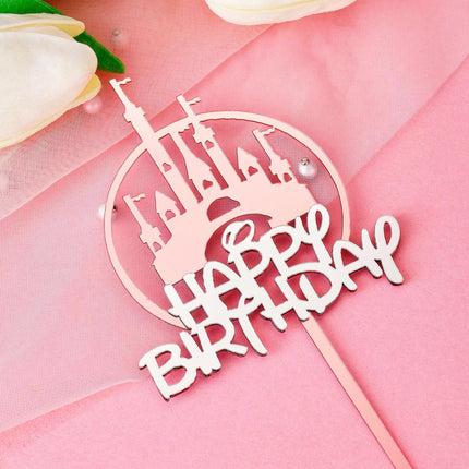 Up to 20pcs Princess Cake Topper Castle Cupcake Party Birthday Supplies Pink - Aimall