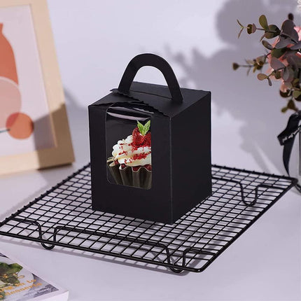50 Pack Premium Cupcake Boxes with Window Thickened Cardboard Muffin Holders