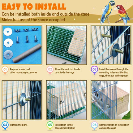 Wooden Right Opening Parrot Breeding Box Hatching Nesting Pet Cage for Birds