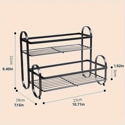 Iron Double Storage Shelf Organiser Durable Metal Rack for Kitchen Bathroom Use