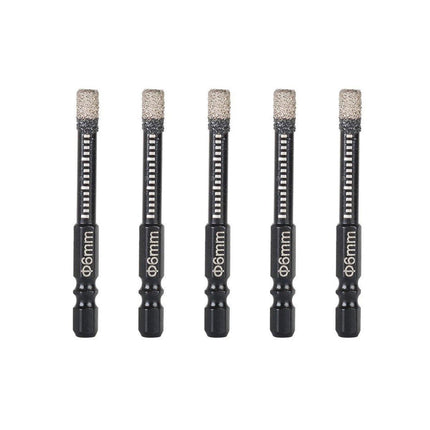 5Pcs Dry Diamond Core Drill Bit 6mm HoleSaw Cut Marble Tile Porcelain Granite