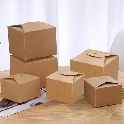 100x Kraft Paper  Party Wedding Favour  Bomboniere Candy Boxes 9*9 12*12cm Aimall