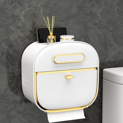 Wall Mounted Multifunctional Tissue Box Toilet Paper Storage Box Non-perforated
