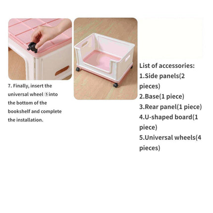 Under Desk Book Storage Box with Wheels Movable Classroom Student Organiser Rack