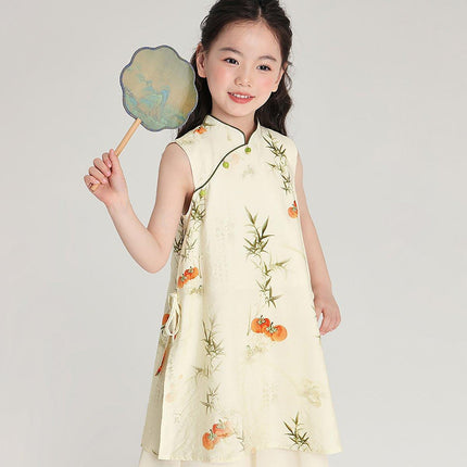 New Chinese Girl Dress Set Traditional Style Lucky Persimmon