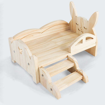 Wooden Rabbit Bed Small Animal Pet Cot Durable Sleeping Platform for Indoor Use