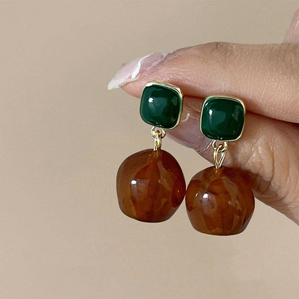 Dark Green Coffee Earrings Vintage Style Jewellery Women Girls Fashion