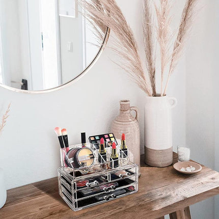 Holder Cosmetic Makeup Organiser 4 Drawer Storage Jewellery Box Clear Acrylic - Aimall