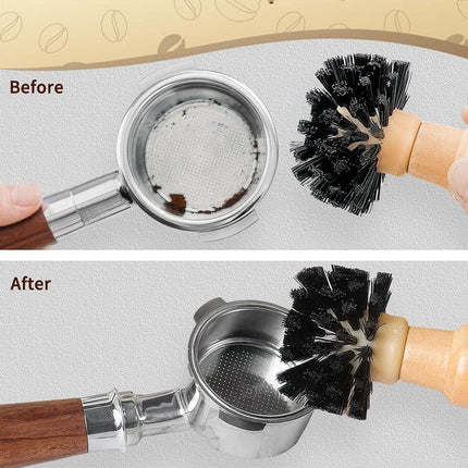 Coffee Basket Brush Coffee Cleaning Brush with Wood Handle for Portafilter Basket