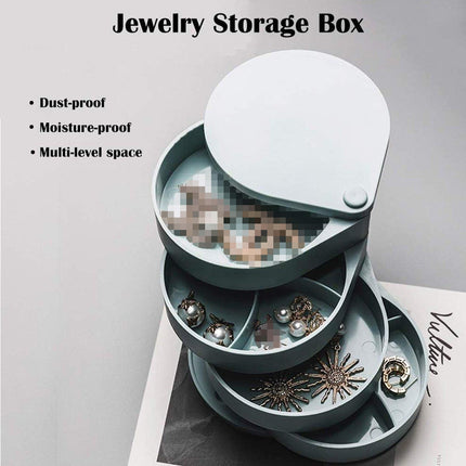 Rotating Jewelry Storage Box Cute 4 Layer Large Capacity Display Stand Organizer